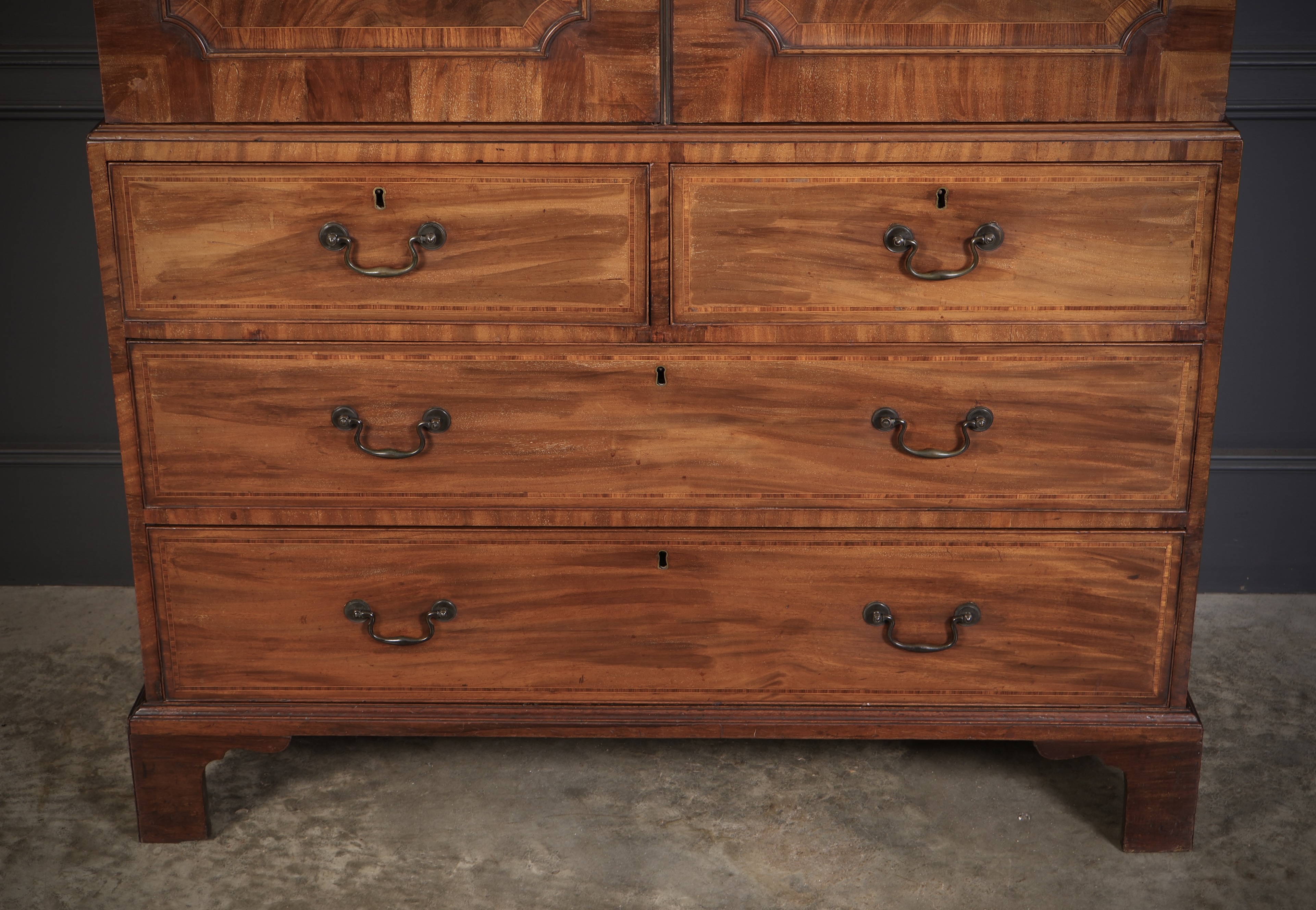 18th Century Inlaid Mahogany Linen Press Cupboard 18th century Antique Cupboards 6